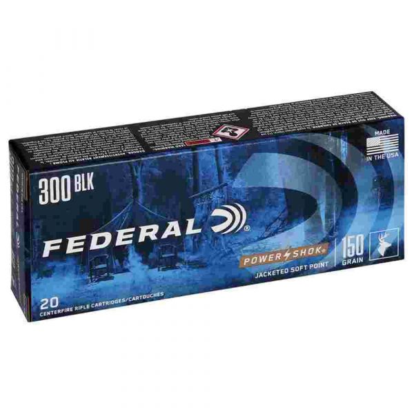 Federal Power-Shok Rifle Ammuntion .300 AAC Blackout 150 gr SP 1900 fps 20/ct