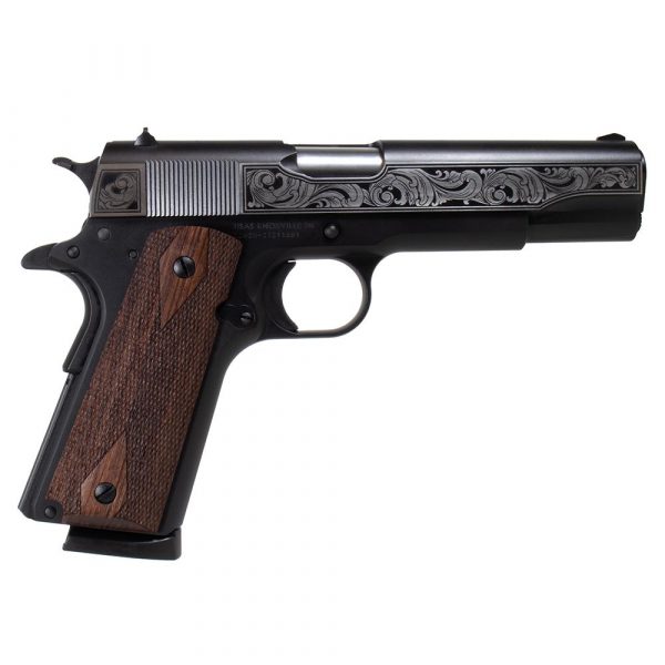 SDS Imports Tisas "Filigree Stainless Steel" 1911 A1 Service 45 Handgun .45 ACP 8rd Magazine 5" Barrel Black Cerakote