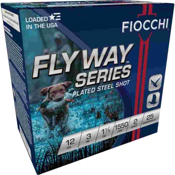 Fiocchi Flyway Steel Shotshells 12ga 3" 1-1/5oz 1550fps #2 25/ct